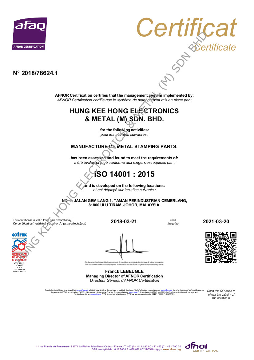 AFAQ ISO 14001 2015 HKH Cert
